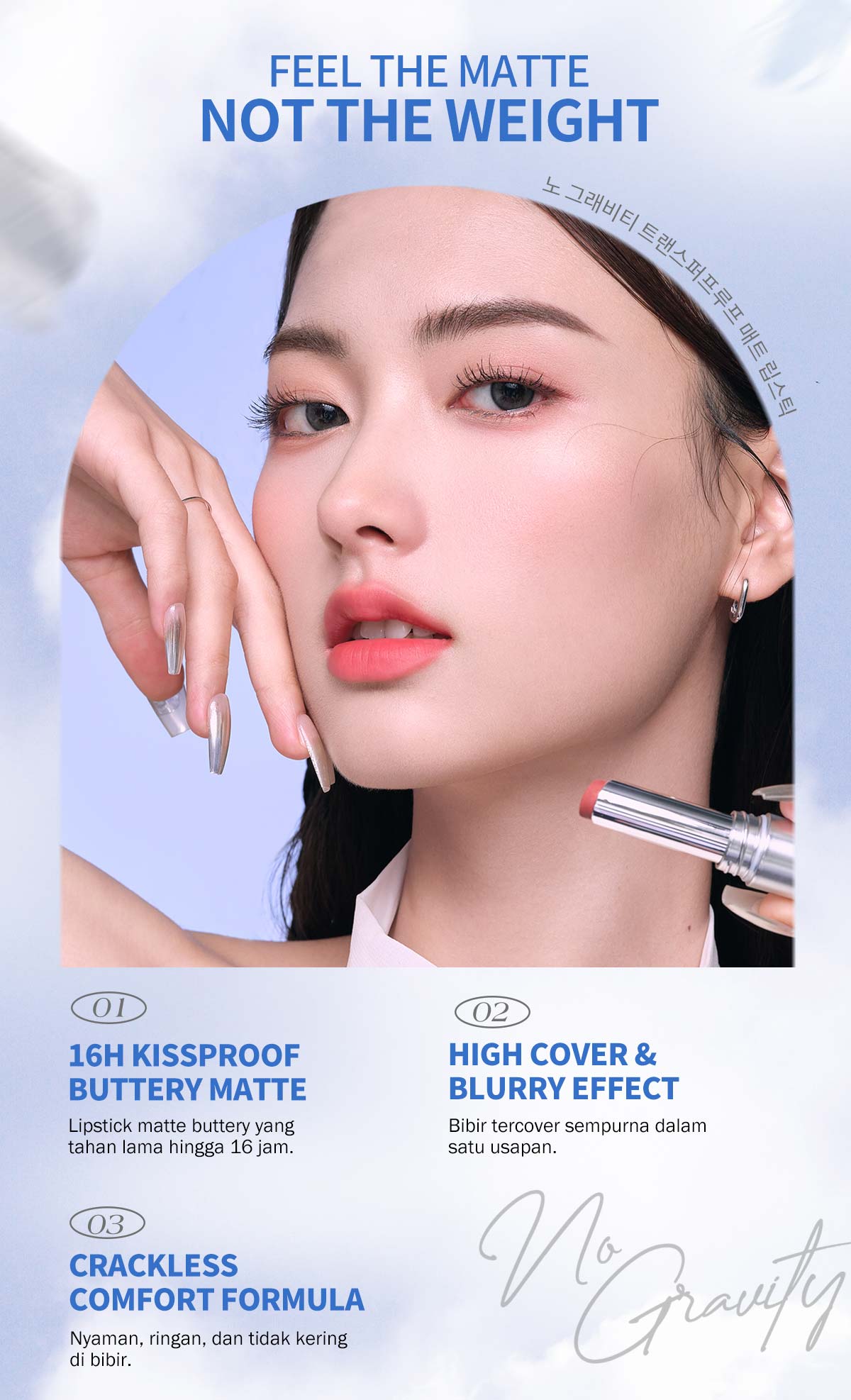 BNB barenbliss No Gravity Transferproof Matte Lipstick Lipstick Transferproof dengan Serum Alami Warna Matte Sempurna,Tahan 16 Jam BNB barenbliss No Gravity Transferproof Matte Lipstick Lipstick Transferproof dengan Serum Alami Warna Matte Sempurna,Tahan 16 Jam