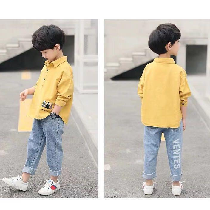 Bộ Đồ Bé Trai Và Trẻ Em, Bộ Sưu Tập Mùa Xuân Và Mùa Thu, Hàng Mới Về Năm 2024, Thích Hợp Cho Trẻ Em Trung Bình Và Lớn Và Trẻ Nhỏ, Áo Sơ Mi Dài Tay, Quần Jean, Bộ Đồ Hai Mảnh, Thời Trang 3