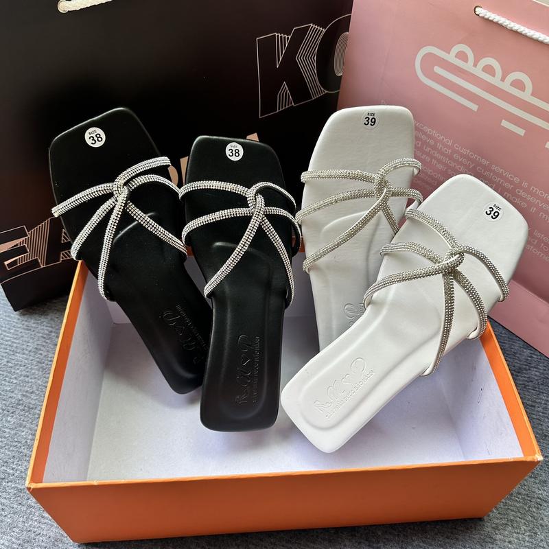 Dép nữ dây đá mảnh 3 phân, guốc nữ 3CM,  dép gót nữ quai ngang DéP Shoes GiàY