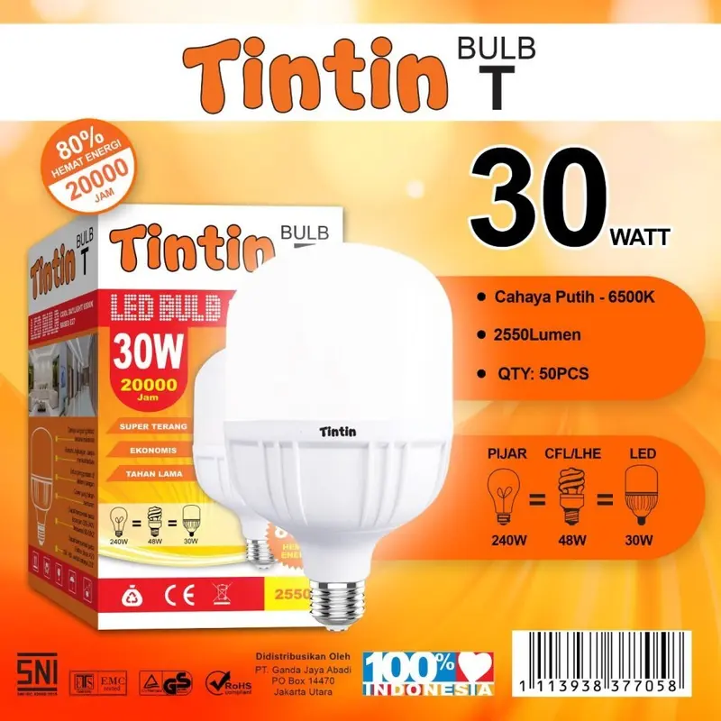 Lampu LED TinTin Murah Capsule 5 w 10 w 15 w 20 w 30 w 40 w watt 5