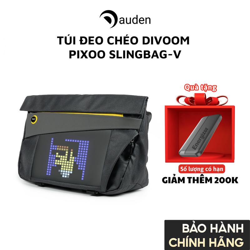 Túi đeo chéo DIVOOM Pixoo Slingbag-V hiển thị màn hình LED, có thể đựng Laptop/iPad 11 inch - Hàng chính hãng