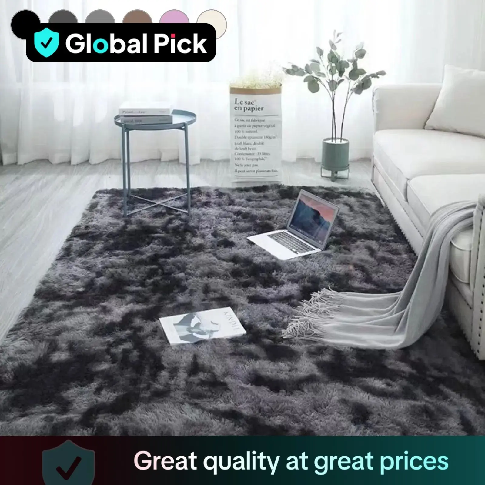Solid Color/tie-dye Fluffy Area Rug, 1 Count Non-slip Soft Plush Floor Mat, Decorative Carpet for Home Living Room Bedroom Study Room, Rugs Bedroom