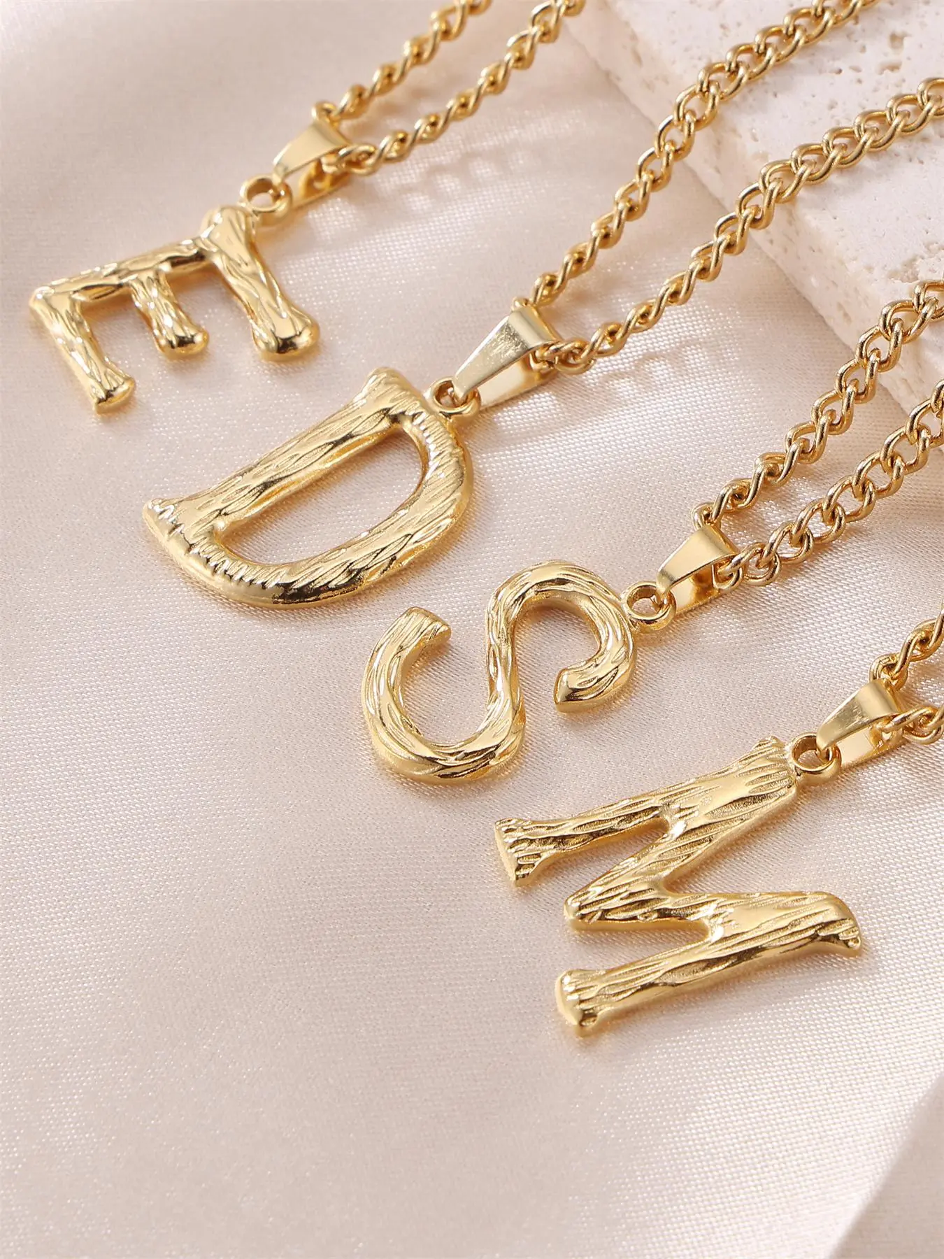 26 Letter Detail Pendant Necklace For Women, Letter Charm Necklace For Gift, Stainless Steel Jewelry
