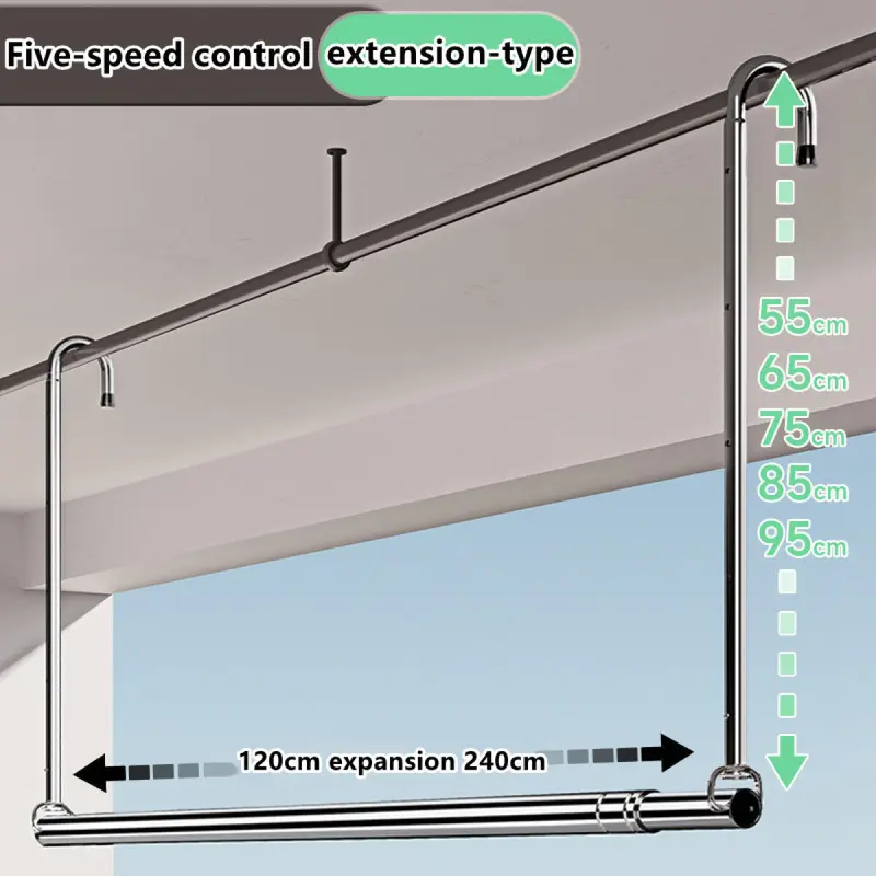 No need Install Telescopic Clothes Laundry Rail Rod Adjustable - TikTok ...