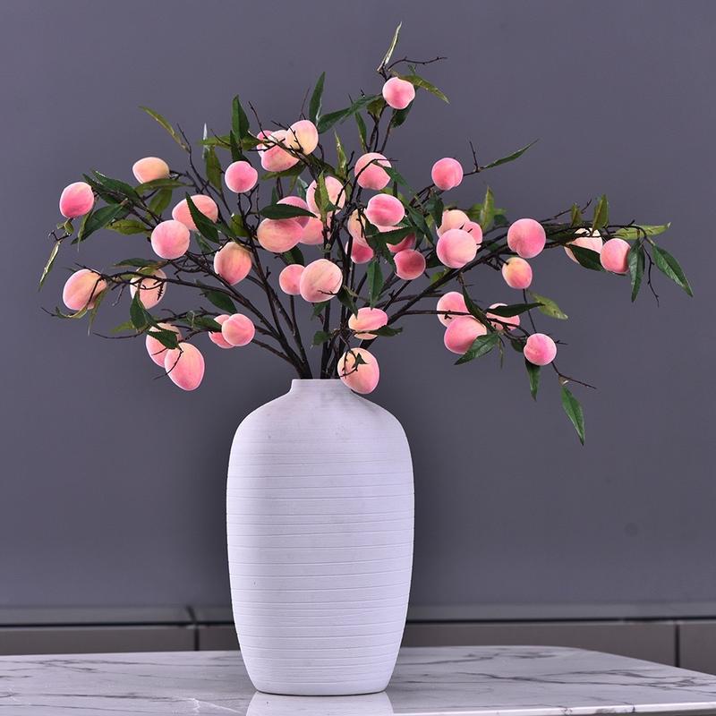 1 Cành Quả Đào Nhân Tạo, Decor Bàn, Trang Trí Nhà, Decor Phòng Khách