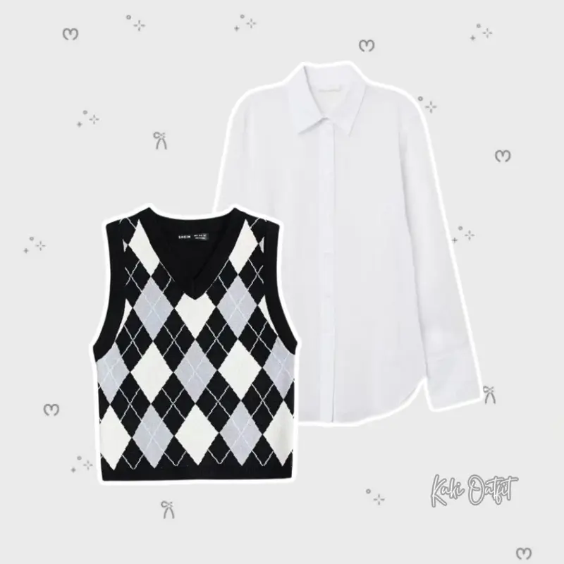 OOTD One Set Perempuan (Vest Rajut  + Kemeja + Celana Cargo) Outfit Korean Style - KK123 Atasan Baju Bawahan Lembut Nyaman Panjang Setelan Wanita Linen Jumpsuit Formal Hitam Basic Kantor Kerja 4
