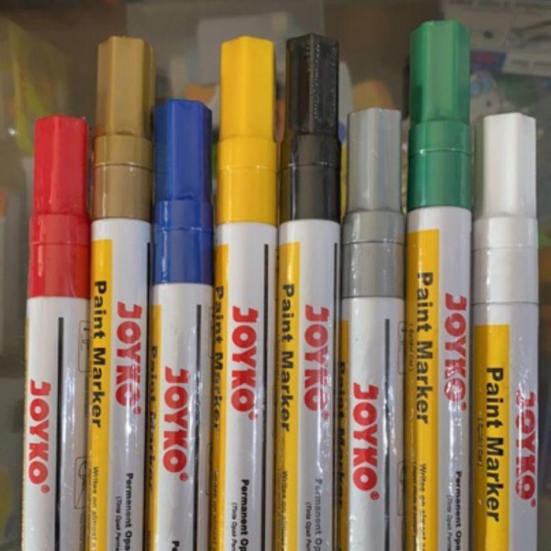 JOYKO Spidol Permanen Serbaguna PTM 37-44 Paint Marker Putih-Silver-Gold Permanent Opaque Ink 5