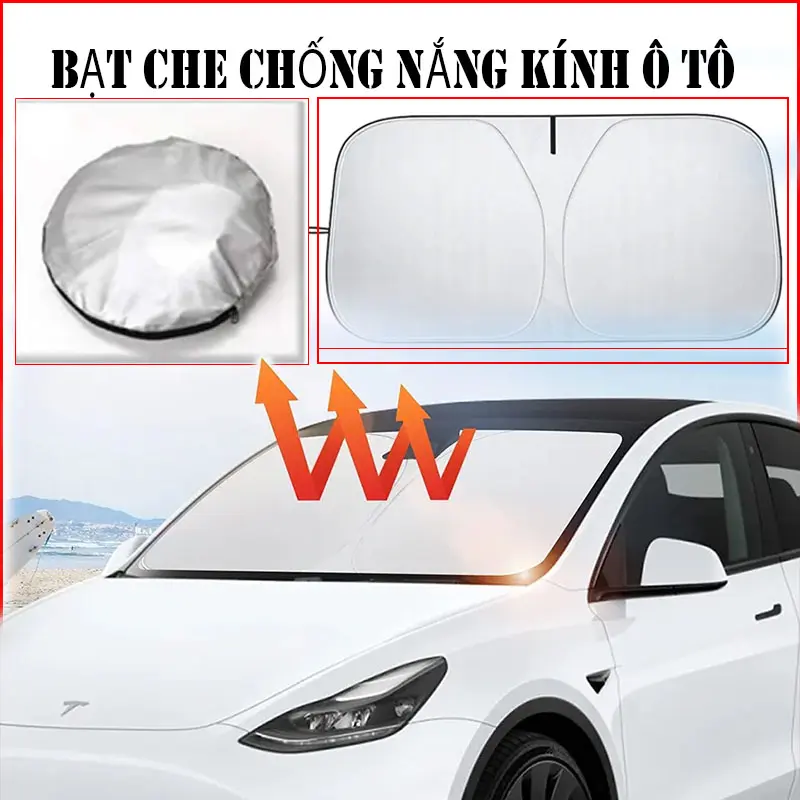 Bạt che kính lái ô tô có lớp bạc cách nhiệt chống tia UV Gấp gọn được khi không sử dụng