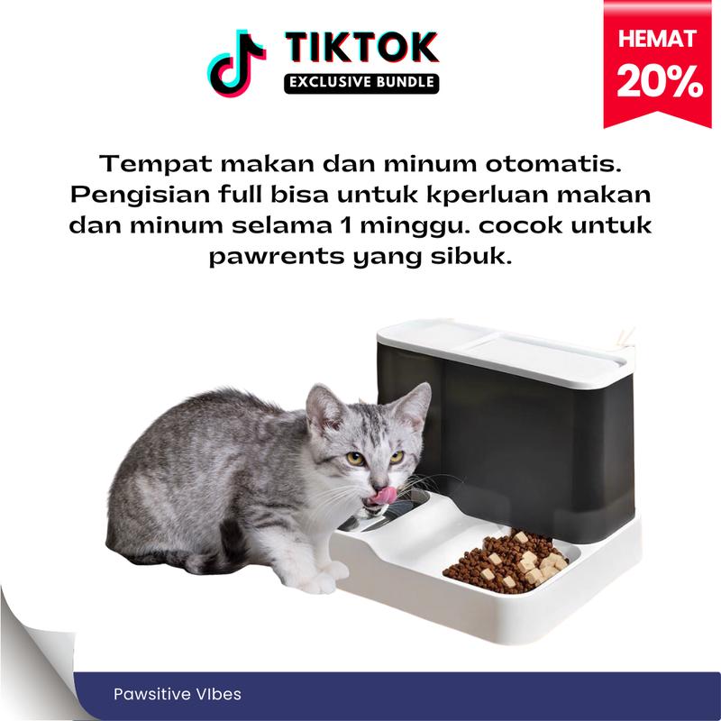 Pet Feeder Otomatis 2 in 1 - Tempat Makan Anjing/Kucing Dispenser Minum Hewan - Dispenser Makan Dan Minum Automatic Untuk Anjing Dan Kucing 1