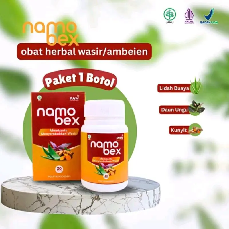 Namobex 30 kapsul obat herbal atasi ambien & wasir tanpa operasi Original BPOM