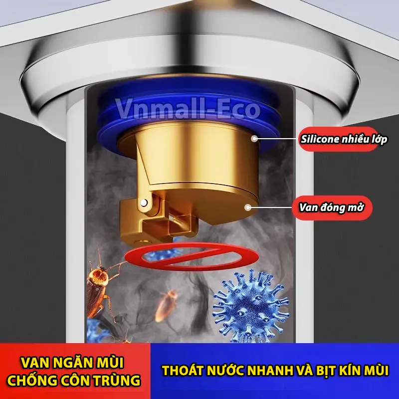 Nắp cống thoát nước chất liệu đồng ngăn mùi hôi chặn côn trùng trào ngược
