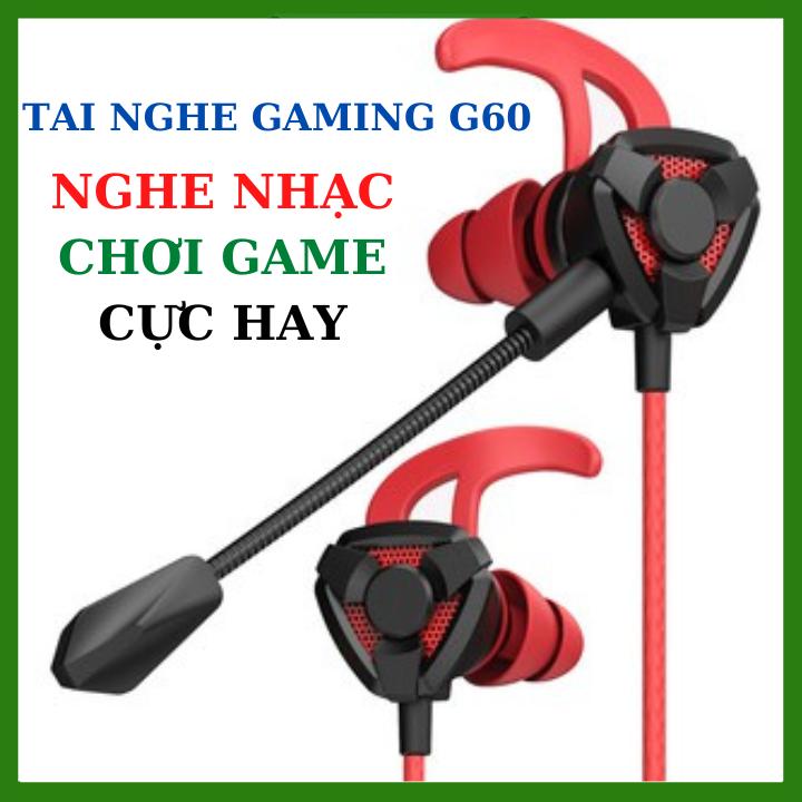 Tai nghe gaming G60 có mic rời cho điện thoại tai nghe chơi game PUBG mobile FF ROS Tốc chiến mic rời 360° earp