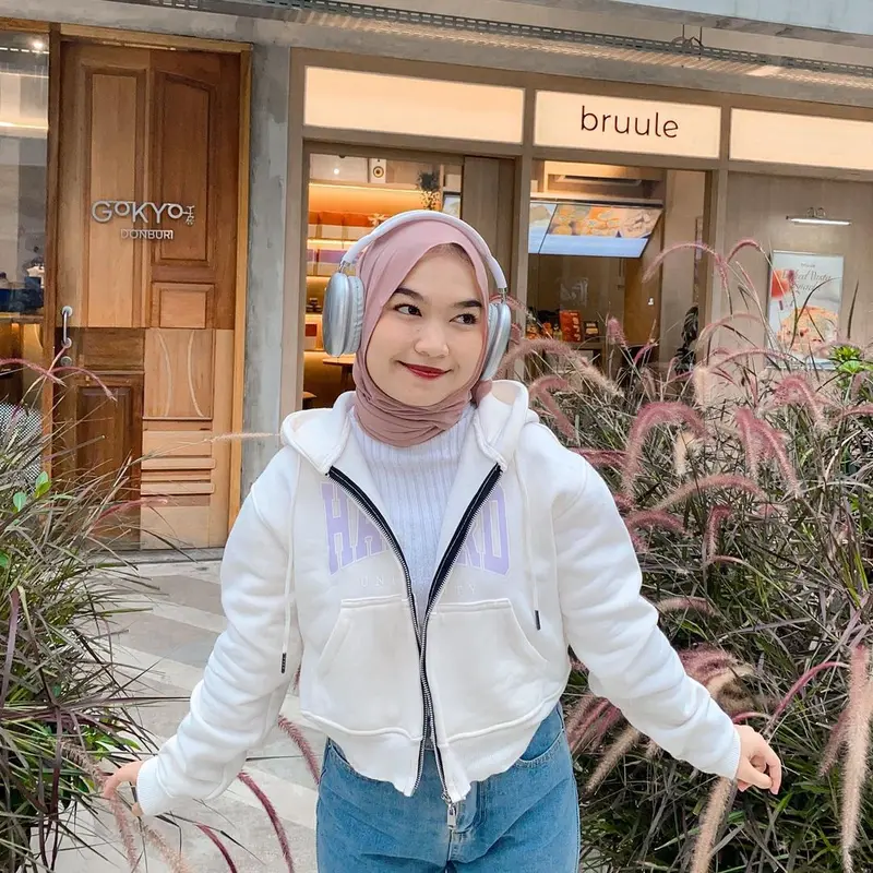 Crop Zipper Harvard Hoodie Katun Lembut 5