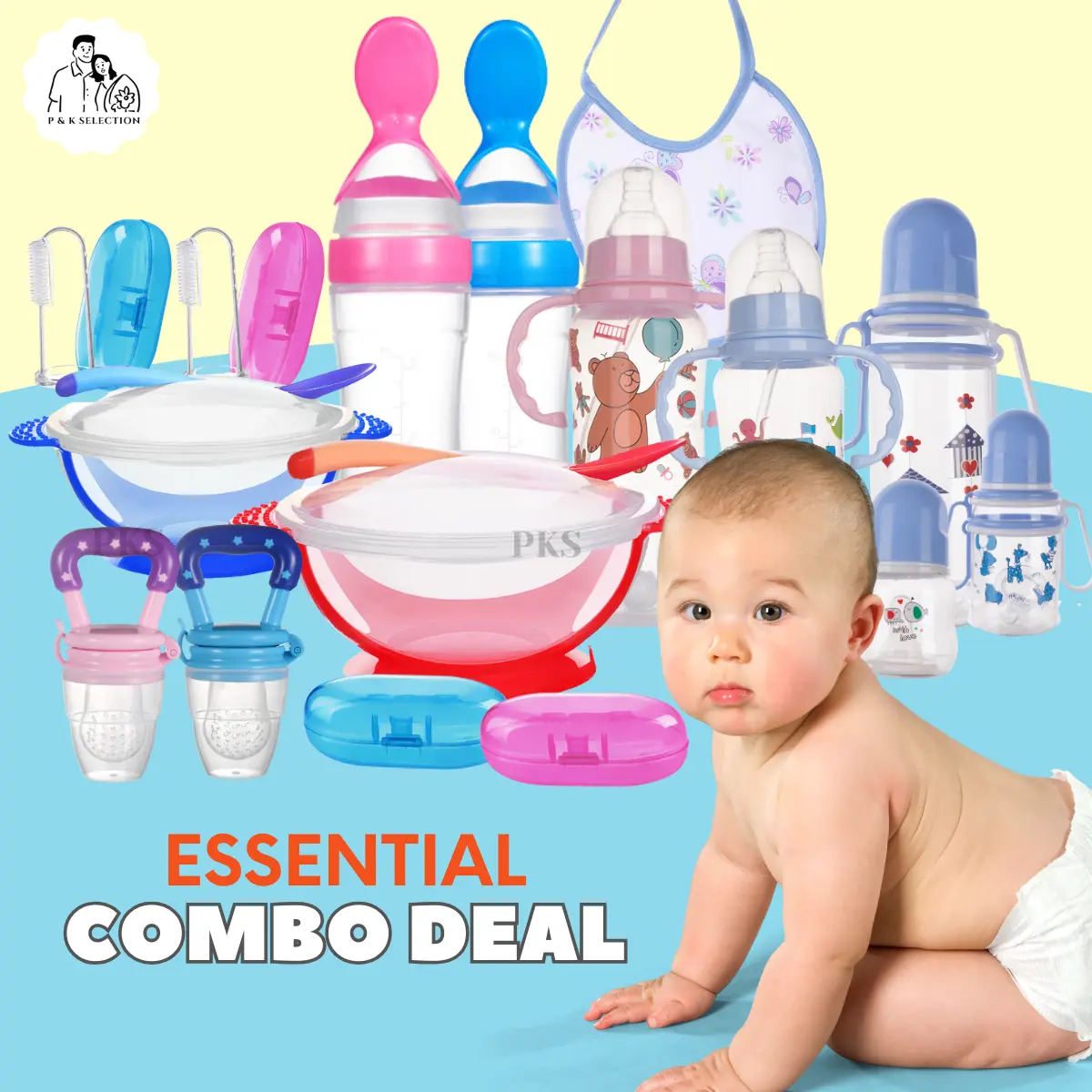 《PKS》 Sulit Baby Essential Set Combo Bowl Spoon Feeder Feeding Bottle Silicone Toothbrush Bundle