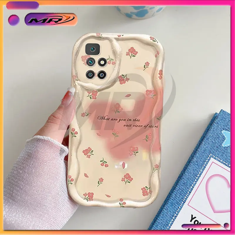 Casing Soft Case Xiaomi Redmi 10 4G Silikon Handphone Tpu Motif Tulip Heart Flower SS880 Bumper Softcase 3
