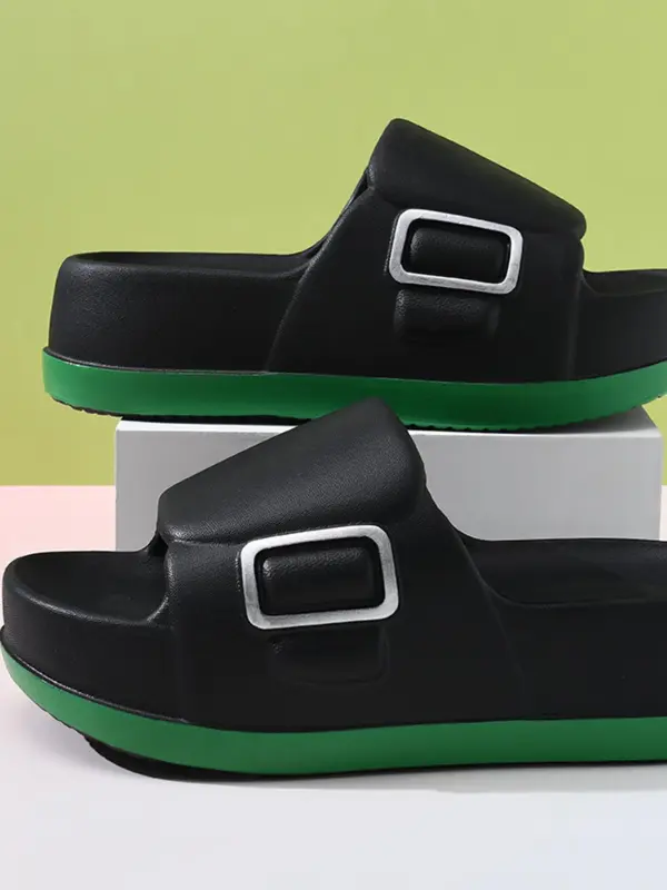 Women's Minimalist Plain Color Slides, Casual Comfortable Breathable Thick Sole Slippers, Non-slip Slippers for Indoor & Outdoor Wear, Walking Shoes 2