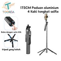 Gambar TOOREA U66 175CM Tongsis Tripod Bluetooth Selfie Stick Remote Tripod 4 Kaki Tripod Tongsis Aluminium Alloy Tongsis Kamera DSLR Tongsis Dengan 1/4 Adaptor - U66 dari TOOREA.ID Kota Administrasi Jakarta Barat 1 Tokopedia