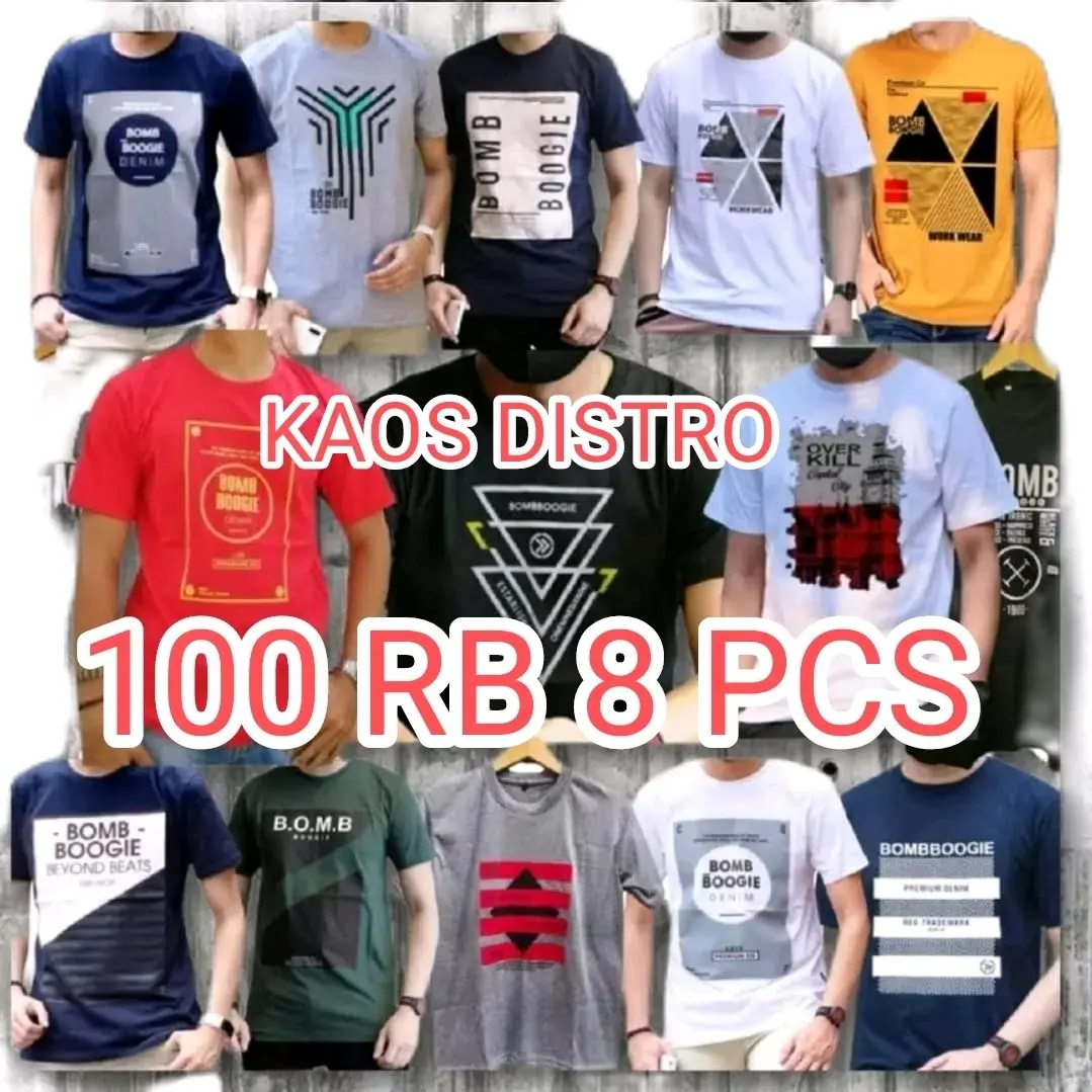 GROSIR KAOS DISTRO 100RB 8 PCS Fit Katun