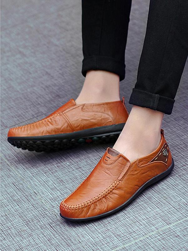 Men's 1 Pair Minimalist Casual Plain Slip on Shoes, Business Style Lightweight Breathable Comfort Flat Shoes For All Seasons 2