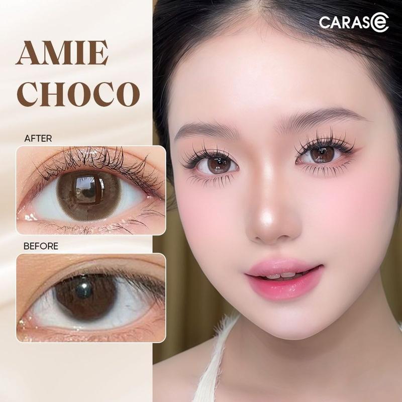 Kính áp tròng khoá ẩm 8H 3 Tháng Màu Nâu Chocolate CARASE, Lens cận B AMIE CHOCO (1 bên mắt) Nữ Women