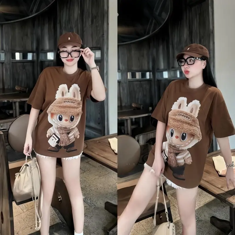 -Áo Thun Nam Nữ Raglan iN Nhiệt LaBuBu- Cổ Tròn-From Rộng Unisex -Hot Trend [M1] 4