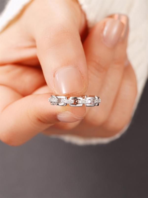925 Sterling Silver Fashion Rhinestone Decorated Ring, Elegant Jewelry for Women, Fashion Jewelry for Party, Daily Clothing Decor, Trendy All-match & Exquisite Jewelry for Birthday Gift 5