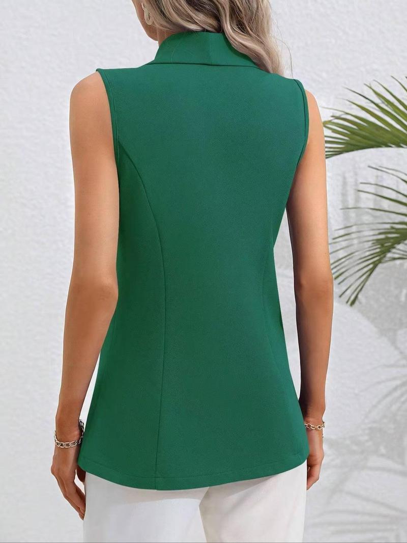 Product Introduction of Women's Solid Color Vest Blazer, Elegant Fashion Casual Sleeveless Vest Outerwear for Daily Outdoor Wear, Ladies Clothes for Summer 9