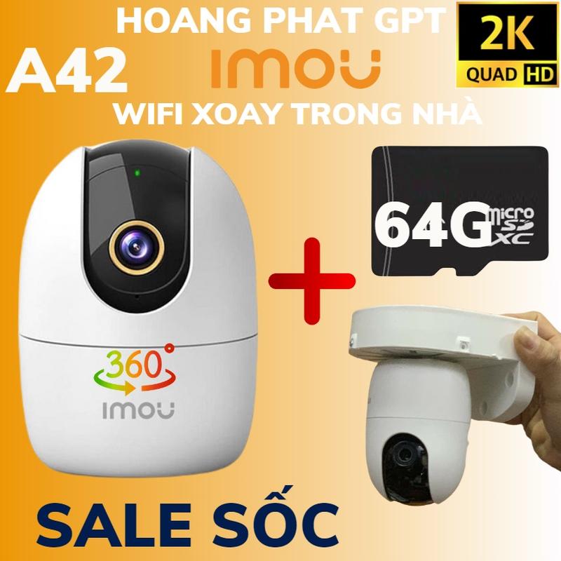 Camera WIFI IMOU A42 Ranger2 4MP 2K Báo Động còi hú và nhắn tin về điện thoại, có tính năng chống trộm và nhìn đêm, (Mua 1 Camera tặng 1 chân đế)
