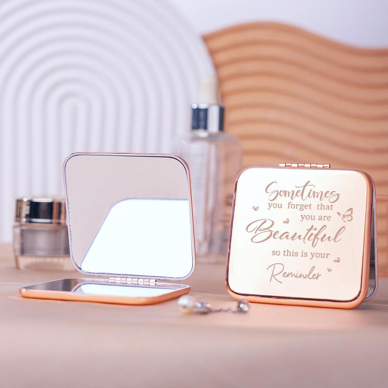 Product Introduction of Portable Makeup Mirror, Mini Compact Makeup Mirrors for  Birthday, Christmas, New Year, Thanksgiving, Grandparents, Mom, Friends, Aunts, Niece Commemorative Gifts 3