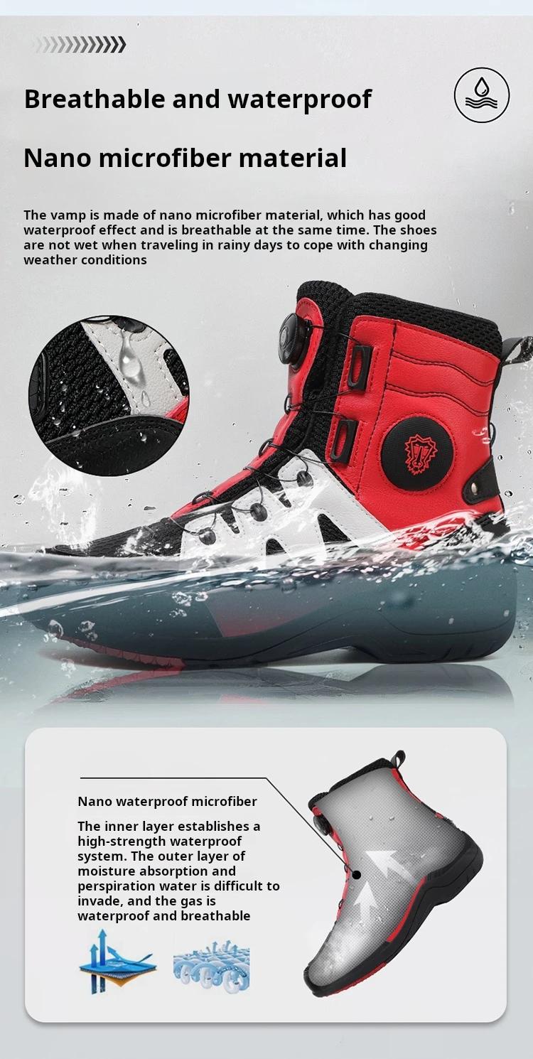 Product Introduction of Men Boots Motorcycle Casual Shoes Microfiber Waterproof Anti-slip Outdoors Travel Equipment Sneakers Motorcycle Shoes Riding 4