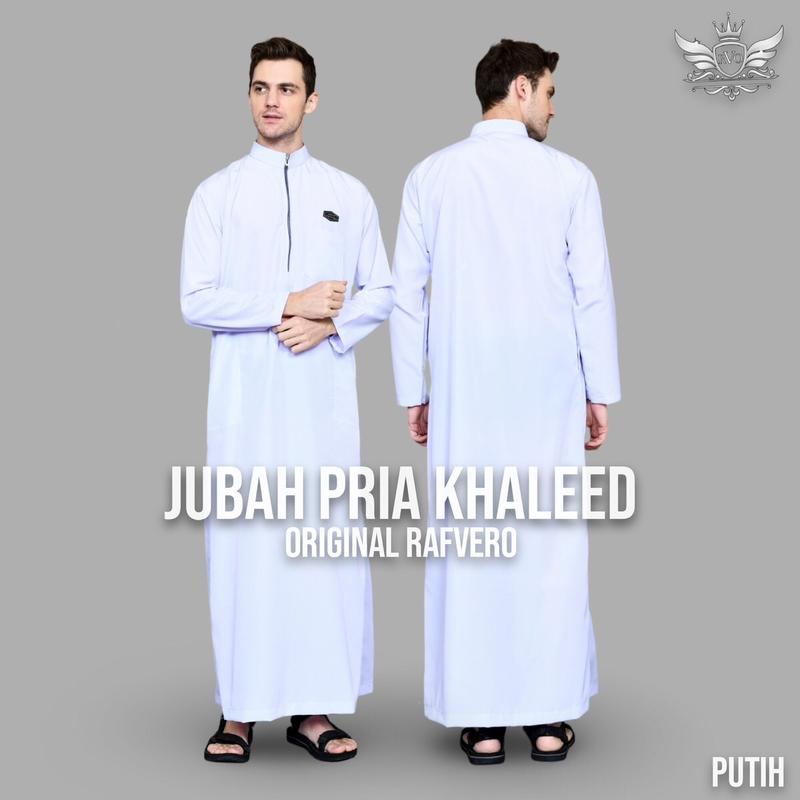 RAFVERO Jubah Pria Khaleed Dewasa Hitam Polos Muslim Panjang Bahan BSY Premium Size M L XL Gamis Pria Lazat Non Katun Non Sutra 3