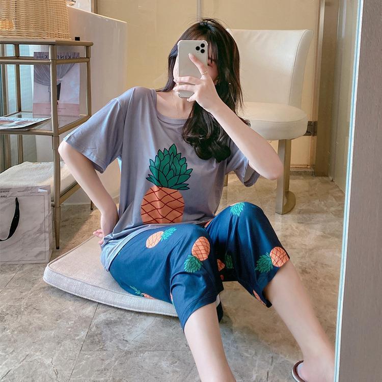 Bộ Đồ Ngủ Hoạt Hình, Ngắn Tay, Áo Phông Ngủ In Hình Hoạt Hình, Bao Gồm Quần Nữ Quần Ngủ Women 7