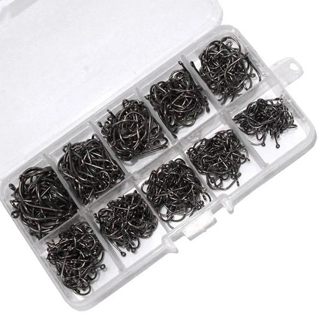 100/500Pcs Eyed Sea Fish Hook Barbed Fishing Hook for Saltwater Freshwater