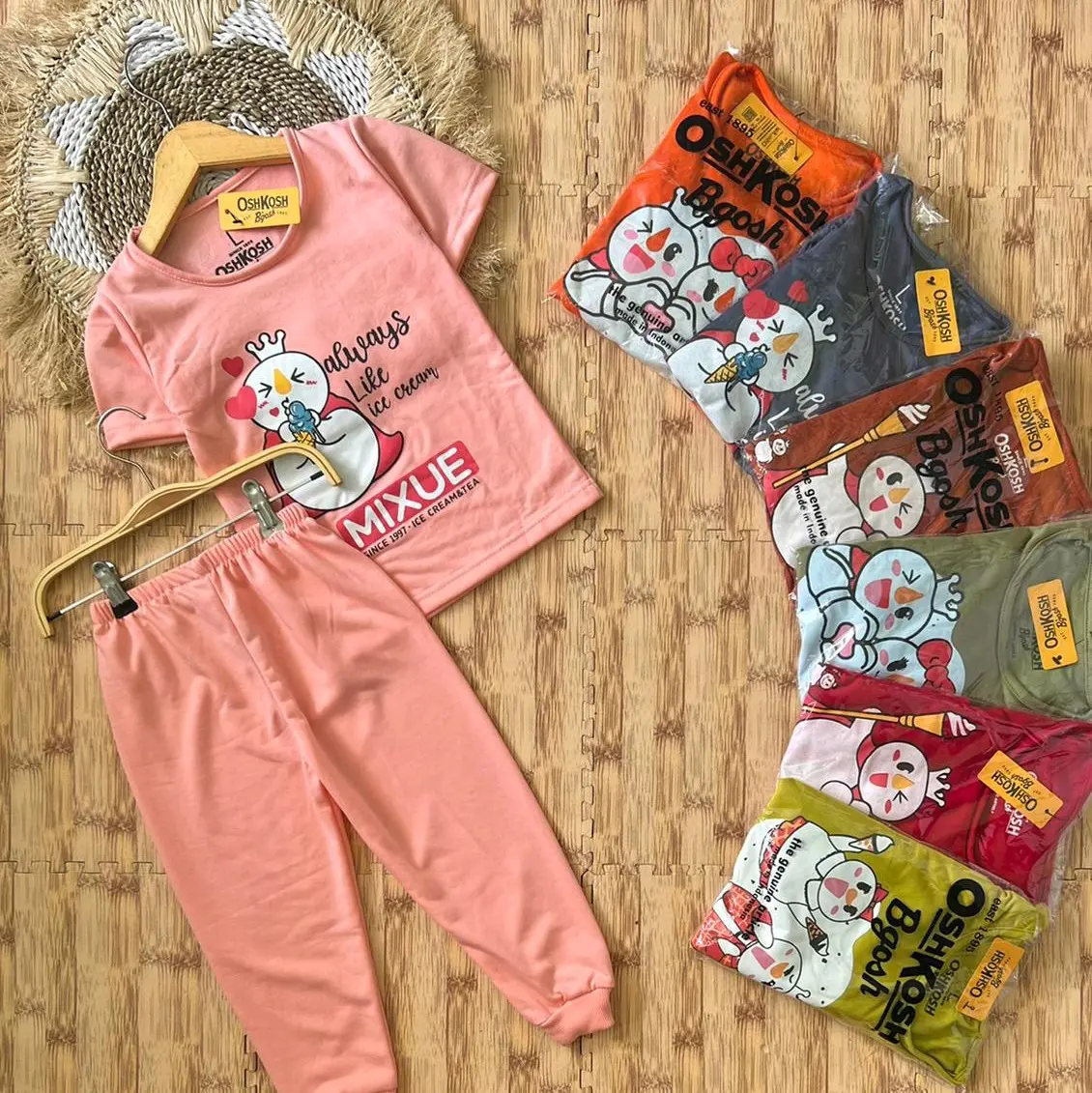 Set Anak Mixue Viral Lengan pendek Bunga