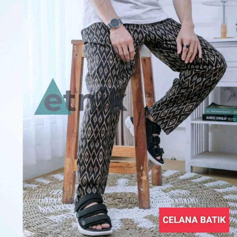 Celana Batik Kolor Santai Boim Pria Wanita Dewasa Motif Songket Katun Karet Kain