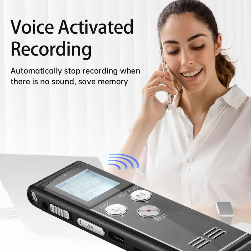 Máy ghi âm kỹ thuật số, T63, 8 + 32G, Phát lại bản ghi kích hoạt, Máy nghe nhạc MP3, có loa Mic, Ghi âm cao 1536KBPS, Sạc USB Kem Led 4