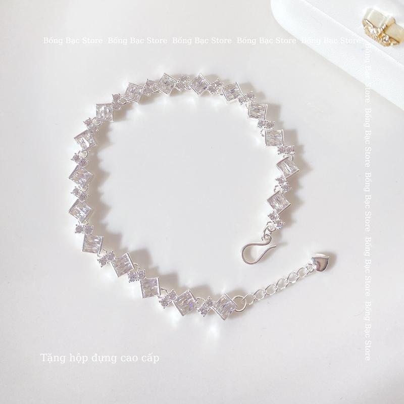 Lắc Tay Nữ Bống Bạc, vòng tay Dải Đá Baget Khối Cao Cấp Sang Trọng hàng thiết kế LT0.11 lắc tay nữ không gỉ quà Giáng Sinh