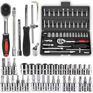 ชุดเครื่องมือ 46 ชิ้น ระดับไฮเอนด์ ชุดประแจวงล้อซ็อกเก็ต รวมแท่งเมตริกและส่วนขยาย ชุดซ็อกเก็ต เหมาะสำหรับซ่อมรถและรถบัส ซ่อมสกู๊ตเตอร์ มาพร้อมกล่องเก็บของ