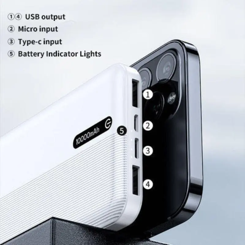 20K/10Kmah Power Bank with Micro & Type-C Inputs, Dual USB Outputs, LED Display Ultra-Portable for Travel, Daily Use, Compatible with iOS/Android & More 5