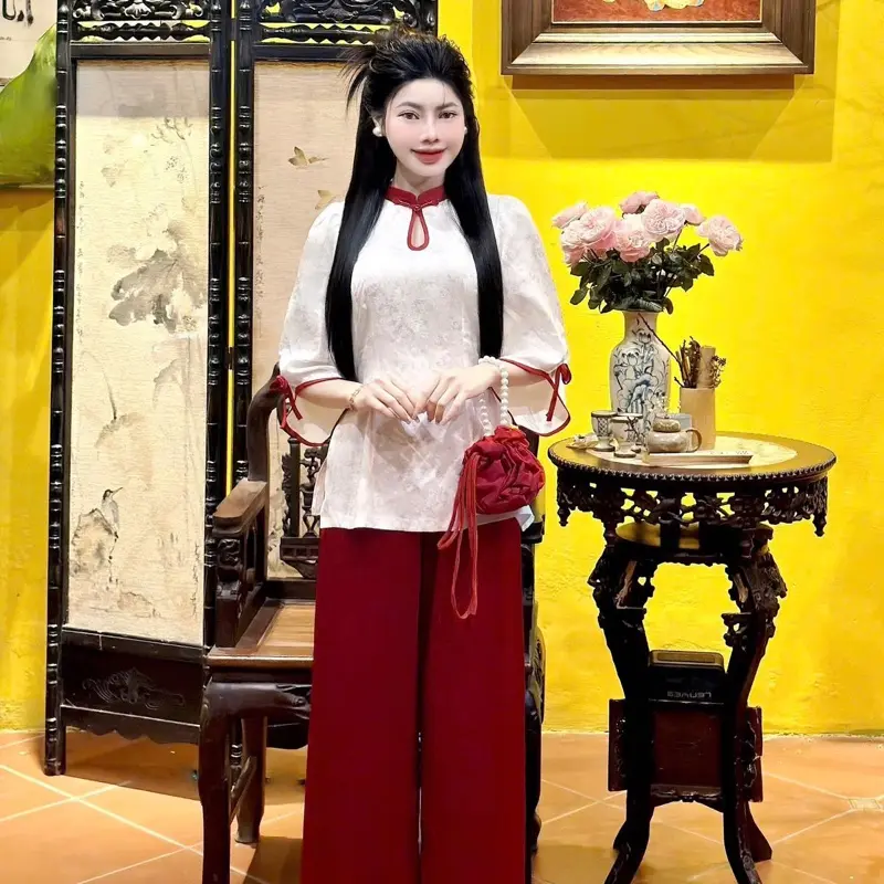 Mẫn Hoa-Pháp Phục Việt Ngọc Minh Châu/Bộ quần áo đi chùa Nữ 2