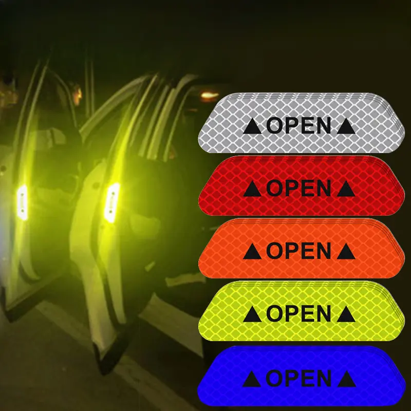 4Pcs door opening reflective sticker warning sign
