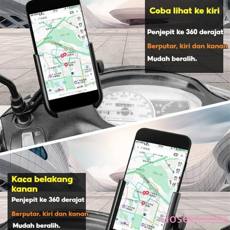 Holder Telepon EV Sepeda Motor - Alumunium. Tahan, bergaya. Cocok telepon & baterai. Aman, tahan getar. Bantalan navigasi. Aksesori berkualitas. Holder Sepeda Motor, Aksesori Sepeda Listrik 6