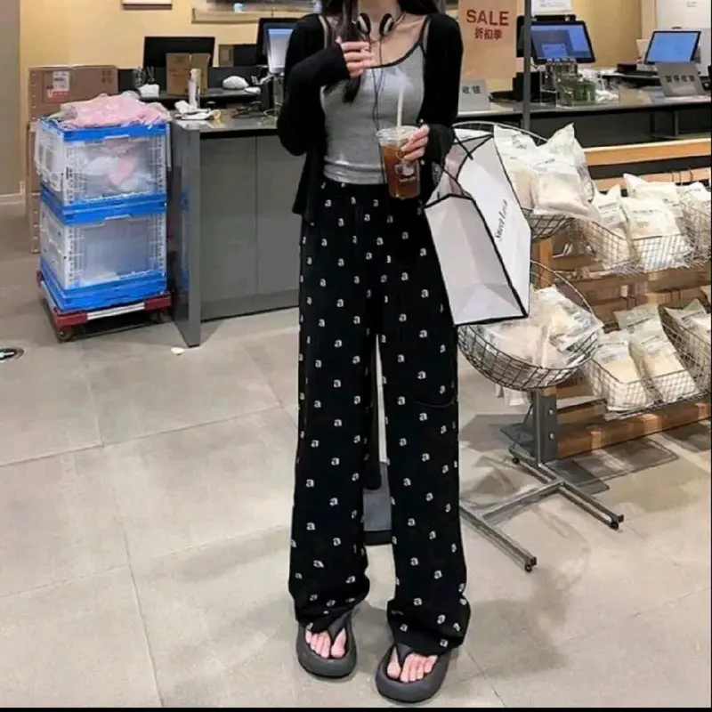 [Hàng đẹp] Quần ống xuông,Quần ống rộng chất lụa mango mềm mát không nhăn hoạ tiết mới cạp chun dài 95-100cm 5