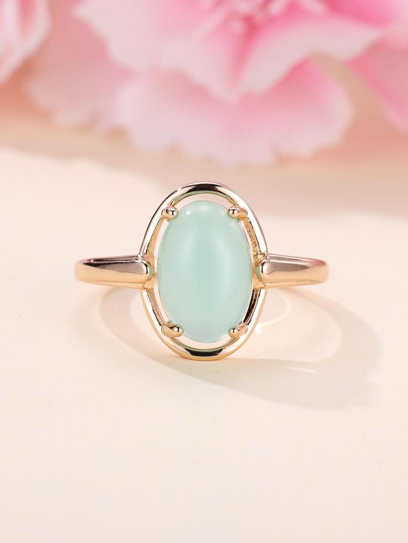 Product Introduction of Elegant Oval Stone Decorated Metal Ring, Unique Design Gorgeous Jewelry For Women, Fashion Accessories For Wedding Party 15