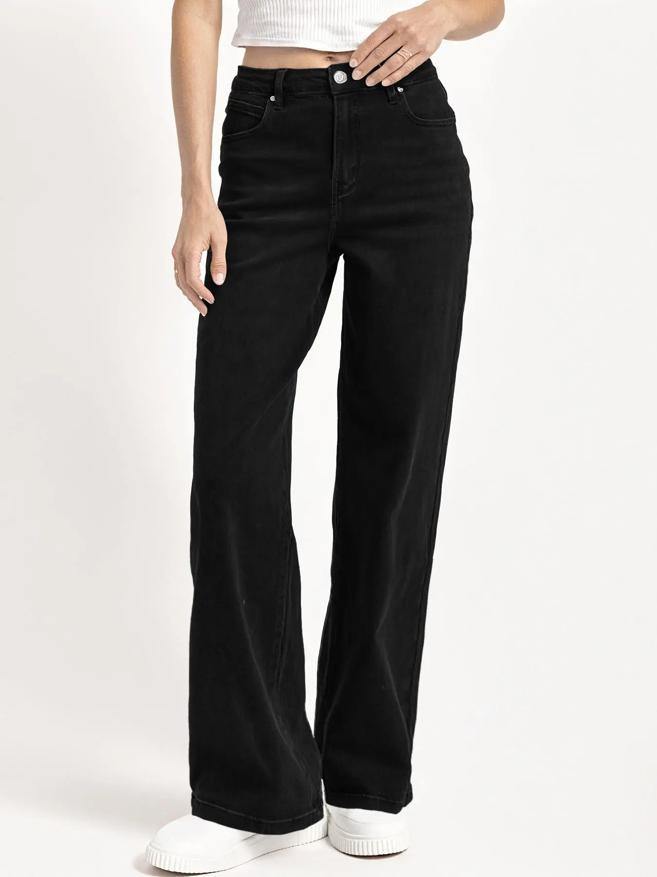 Women's Trendy Denim Mid-rise Stretch Wide Leg Jeans, Casual Trousers for Women, Womenswear