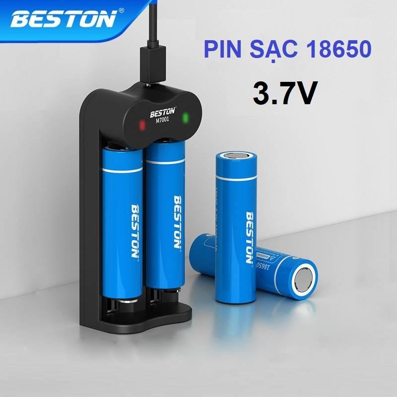 Pin sạc 18650 dung lượng cao BESTON, Bộ sạc pin 3.7V sạc nhanh tự ngắt xài đèn pin, tông đơ, đầu thu micro Phụ Kiện