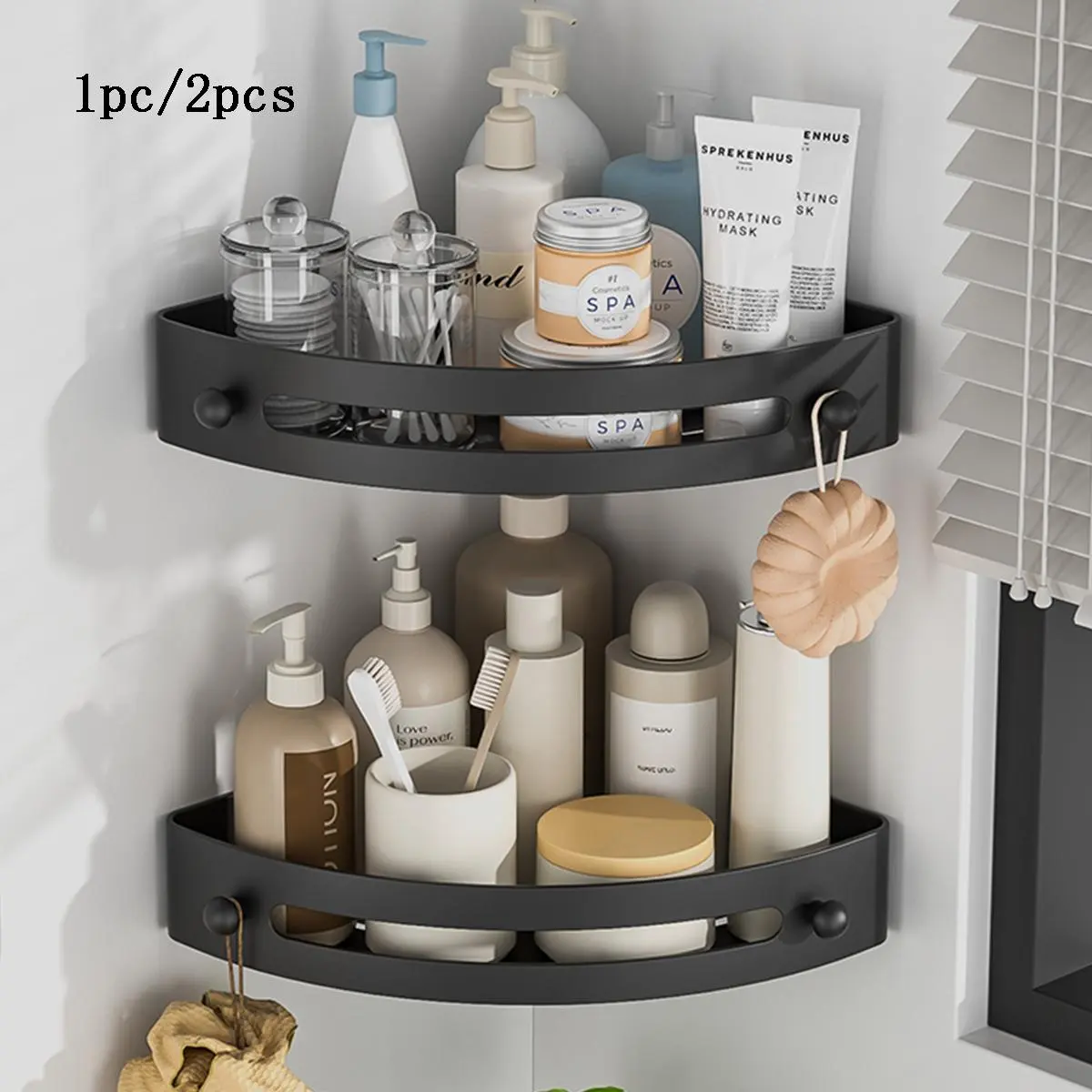 Wall Mounted Storage Rack, 1/2 Counts Multi-functional Space Saving Storage Rack, Bathroom Organizer, Home Organizer for Bathroom Kitchen