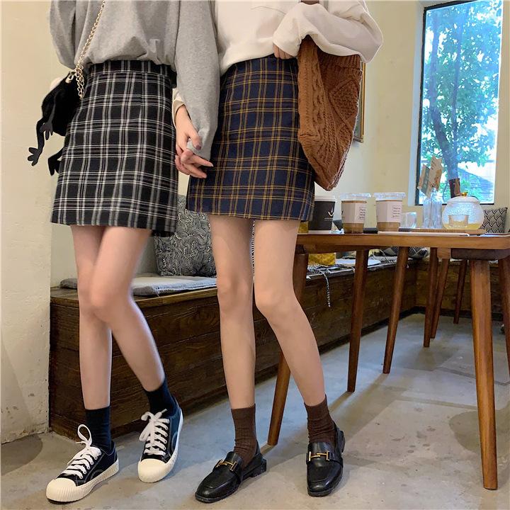 Product Introduction of Season Plaid Skirt Women's High Waist Trendy Women's Students' Skirt Package Hip Skirt 4