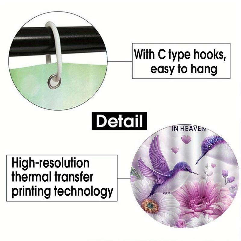 Product Introduction of Flower Pattern Bathroom Decorations, 4 Counts/set Including Shower Curtain & Toilet Lid Cover & Mat & U-shaped Mat, Bathroom Decor Supplies 4