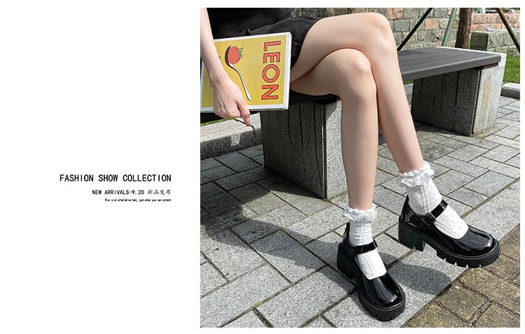 Product Introduction of Oversized women's shoes, sweet and cute, Mary Jane leather shoes, Japanese JK women's shoes, 7cm heel height, beige, bright black, matte black, size 34-43 5
